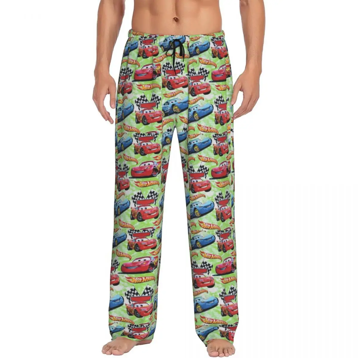 Custom Printed Men Classical Lightning McQueen Pajama Pants Animation New Sleepwear Sleep Lounge Bottoms with Pockets