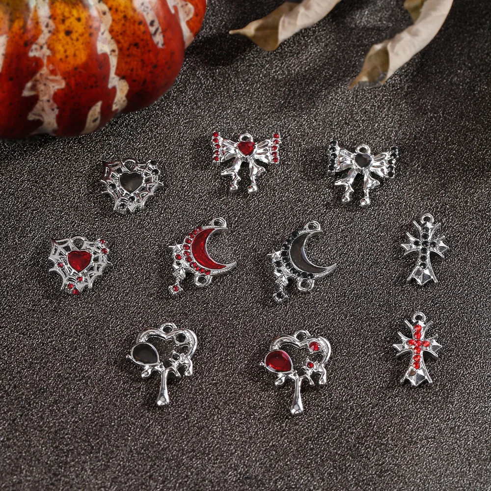 سلسلة مجوهرات على الطراز القوطي الداكن بتصميم عتيق يمكنك صنعها بنفسك، إكسسوار على شكل قلب على شكل فيونكة زيتية بالتنقيط