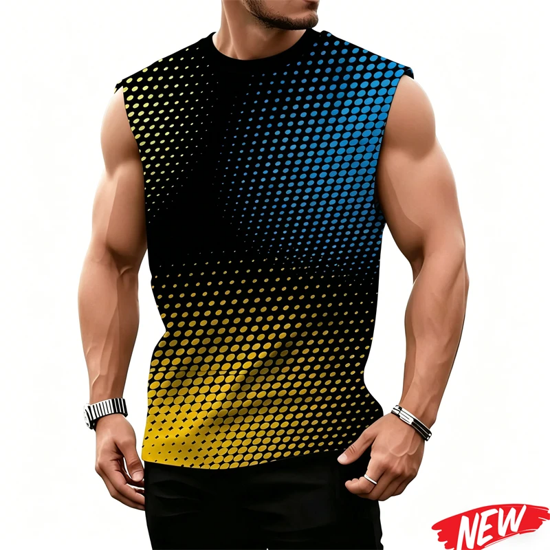 New 3d Printing Dots Tank Top For Men Pentagram Pattern Sleeveless T Shirts 2026 Fashion Summer Casual Tee Loose Tank Tops