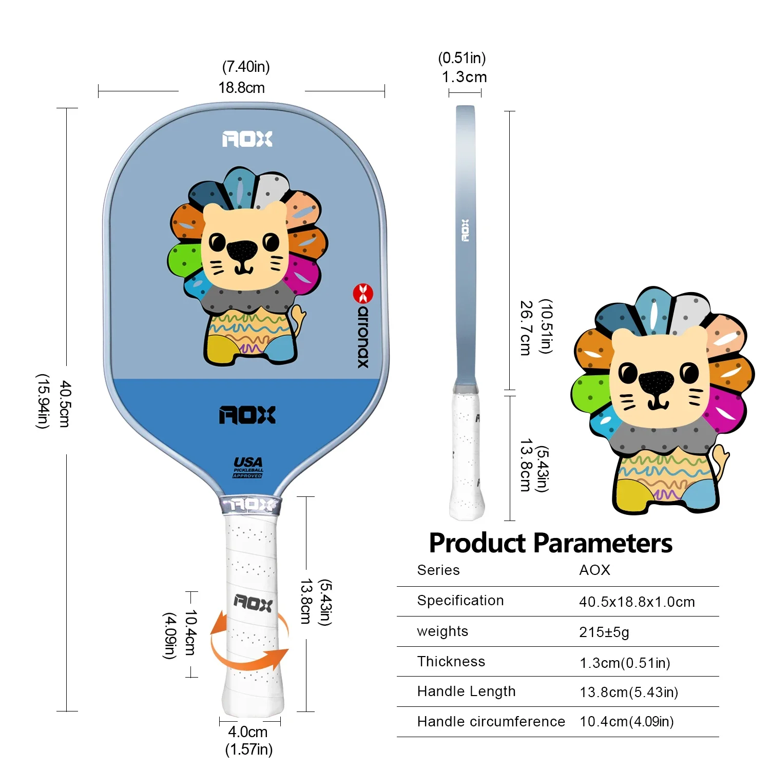 Arronax Kids Pickleball Paddle - Lightly Sanded Fiberglass Surface Racket Gifts for Beginners Scratch Resistant Edge Guard