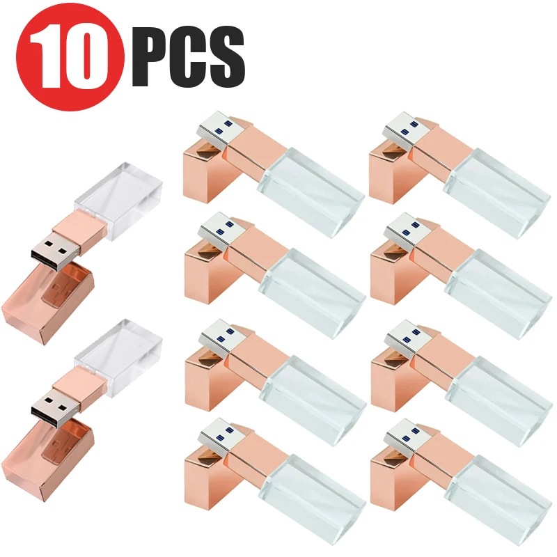 

10 шт./лот Кристалл USB флэш-накопитель 128 ГБ розового золота 64G Pretty Memory Stick 32 ГБ свадебный подарок U диск 16 ГБ флешка USB