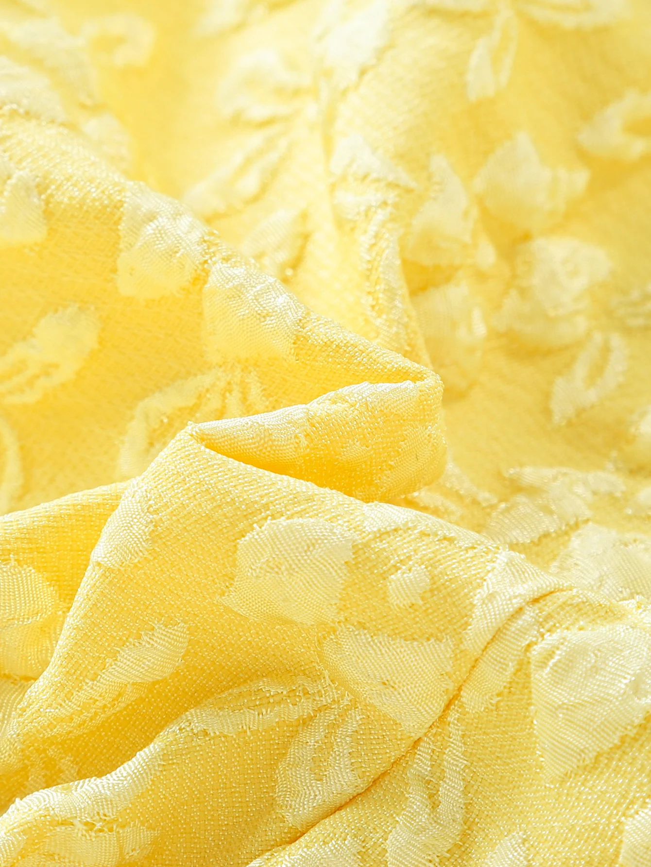 2-teiliges Sommer-Jacquard-Cami-Set für Mädchen, 2–7 Jahre, gelbes Schößchenoberteil mit Rüschensaum + Hose mit weitem Bein, lässige Alltags-/Party-/Outdoor-Kleidung, atmungsaktiv – Detail 7