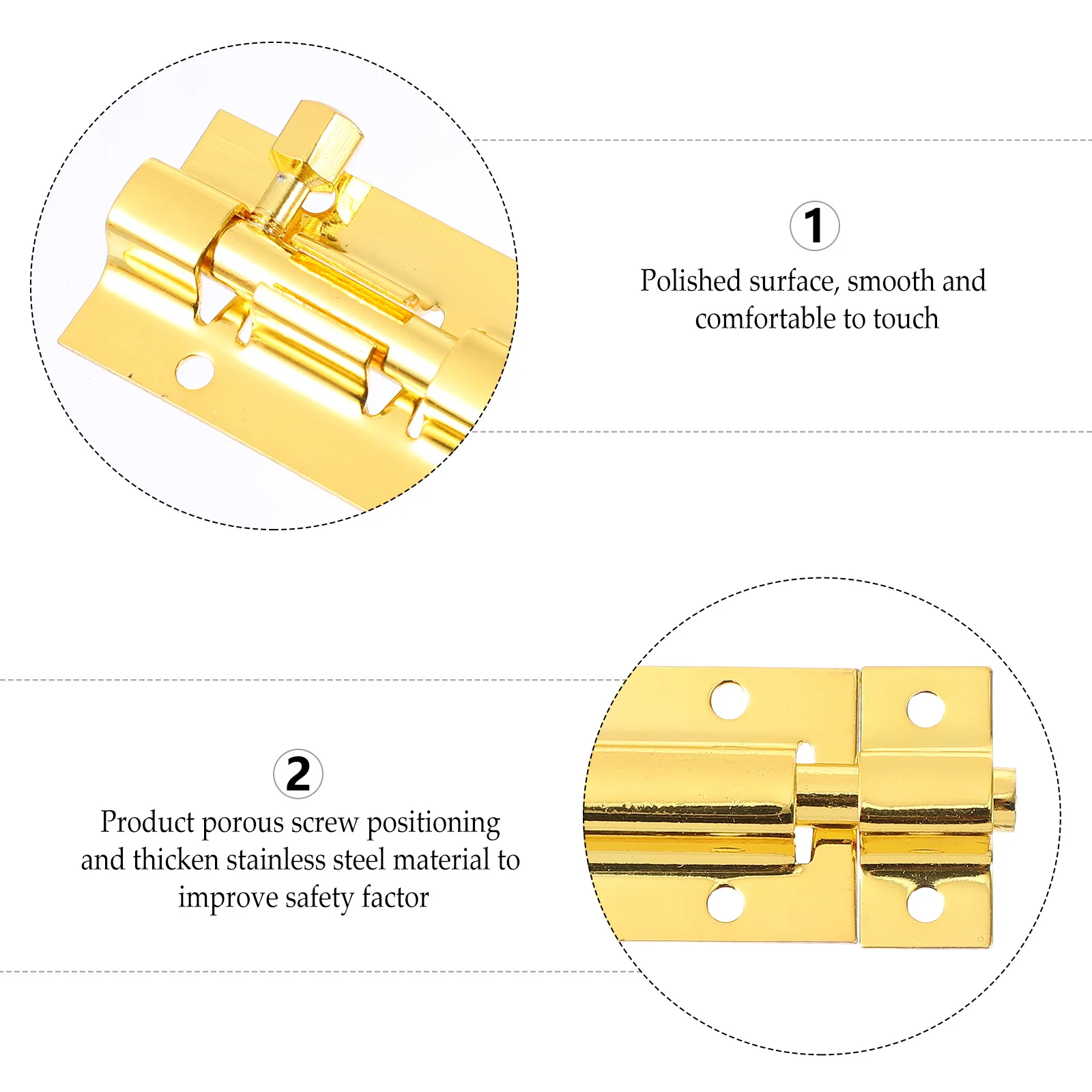 

2Pcs Door Latch Sliding Bolt Stainless Steel Heavy Duty Security Lock Anti-Theft Slide Lock for Home Bathroom Bedroom