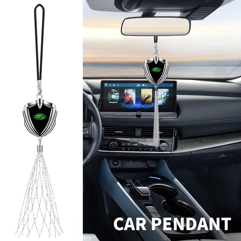 1pcs Metal 3D Shield Badge Car Rearview Mirror Pendant Ornaments For Land Rover Range Rover Sport Evoque Freelander 2 L2 LF L319