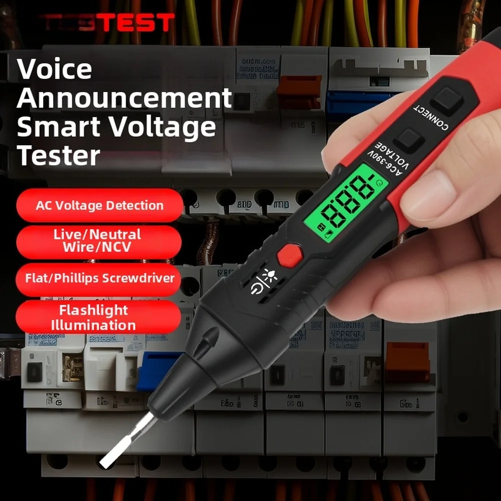 Nighttime Inspection Inductive Voltage Tester Non-Contact Voltage Detector Voltage Tester Accuracy 5 3 Voice Broadcast