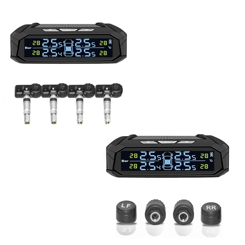 

Car TPMS Tyre Pressure Monitoring System Solar Power Digital Display Auto Security Alarm Systems With Sensors