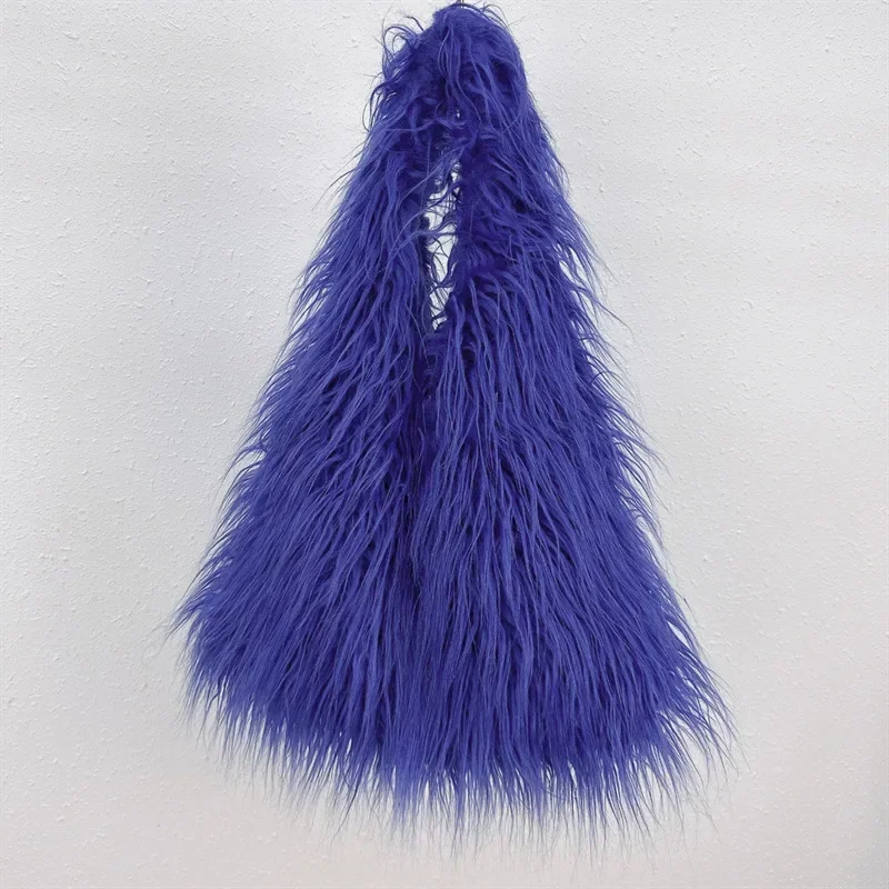Casual Soft Faux Fur Women\'s Crossbody Bags Large Capacity Ladies Furry Shoulder Bag Candy Color Female Plush Tote Handbags