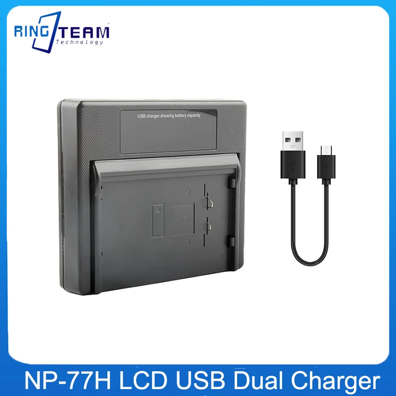 NP-77H LCD USB Dual Battery Charger  NP77H for Sony NP-33,NP-55H,NP-55,NP-66H,NP-68,NP-78,NP-77,NP-98 Digital Camera Batteries