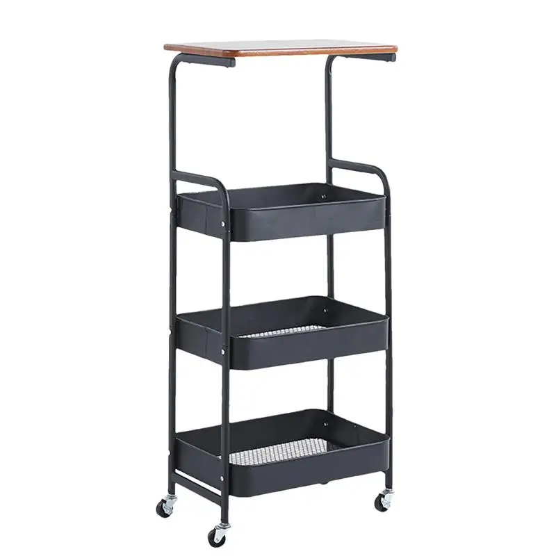 

Multifunctional Cart With Wheels High Load-Bearing Slim kitchen Rolling Cart portable 3 Layers Shelf Utility Floor Moving Cart