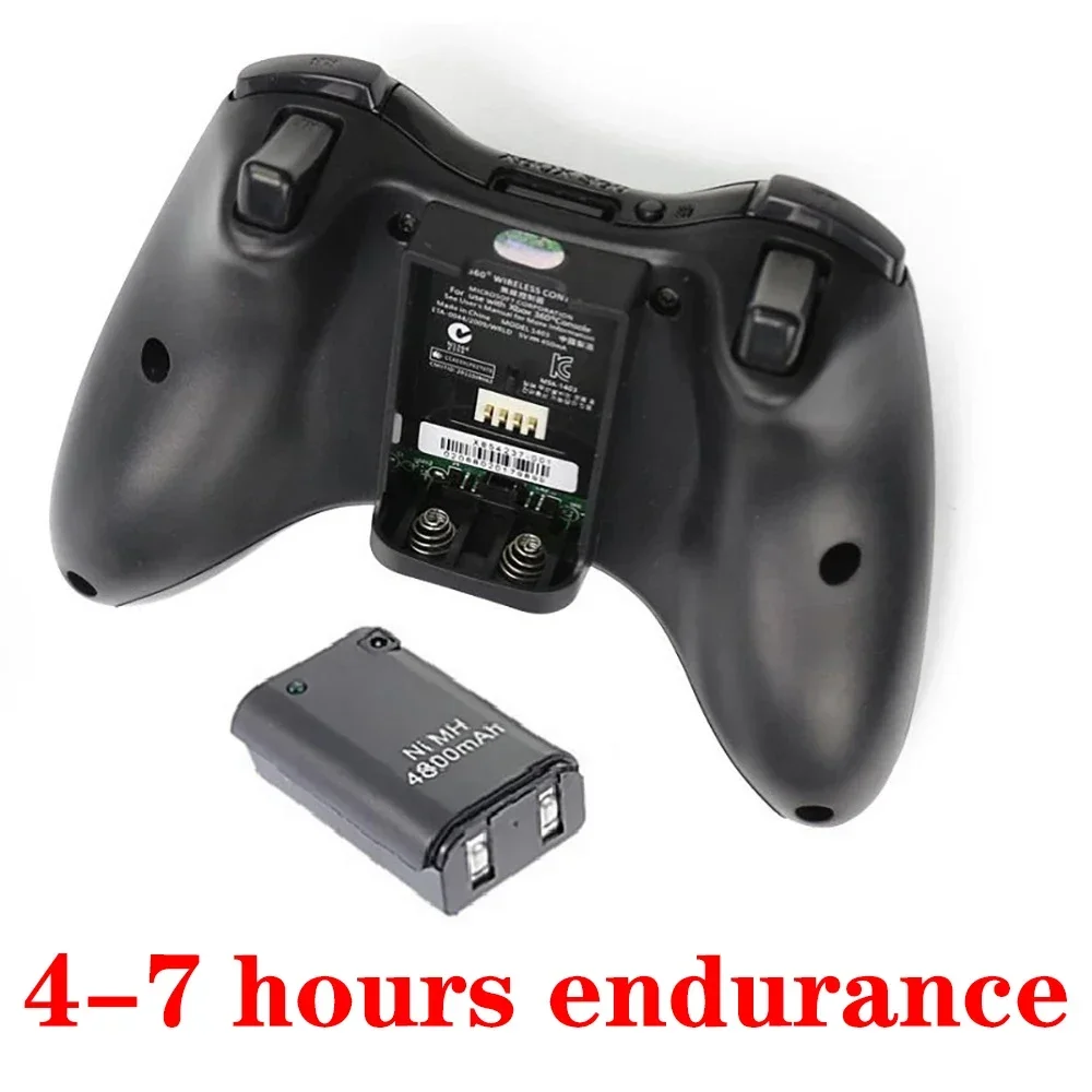 4Pcs For Xbox 360 Wireless Game Controller Gamepads with USB Charging Cable 4800mAh Rechargeable Battery Pack Black/White