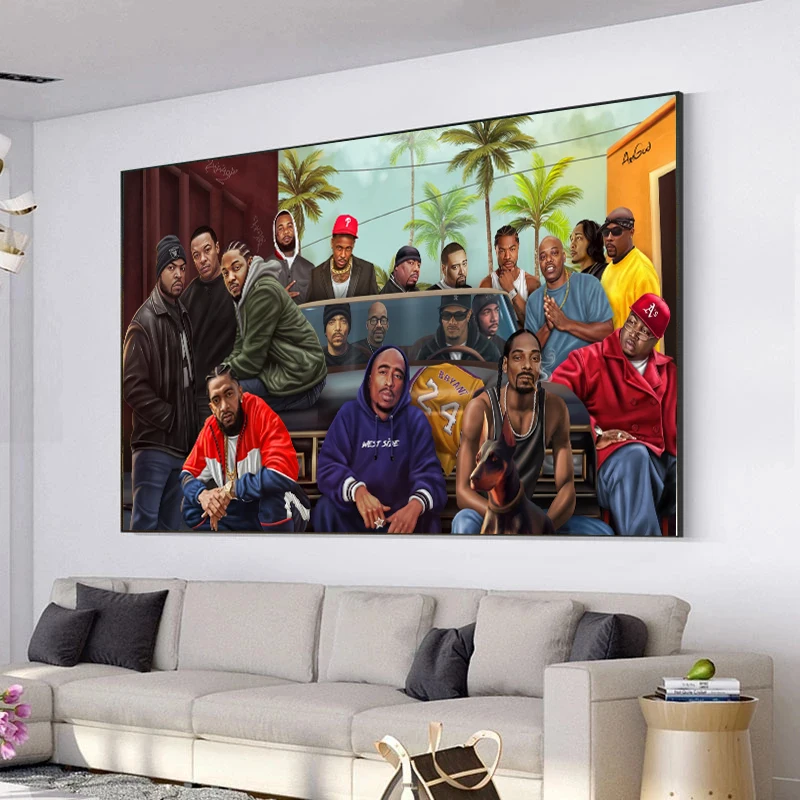 

All Time Rappers Canvas Painting Wall Art, Hip Hop Best Rappers Poster, West Coast Rappers Rap Legends Poster Print Home Decor