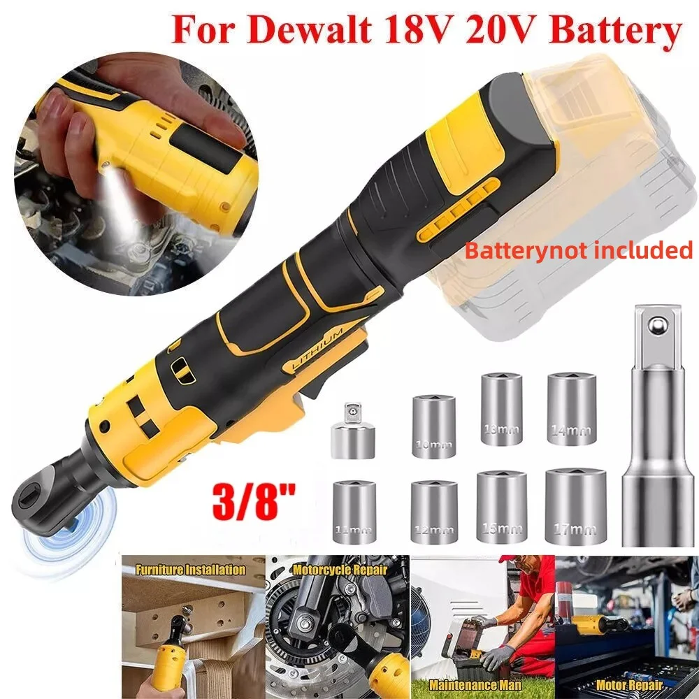 

Electric Ratchet Wrench 500N.M Cordless Driver Impact Removal Screw Nut 3/8" Driver Power Tools for Dewalt 18V-21V Battery
