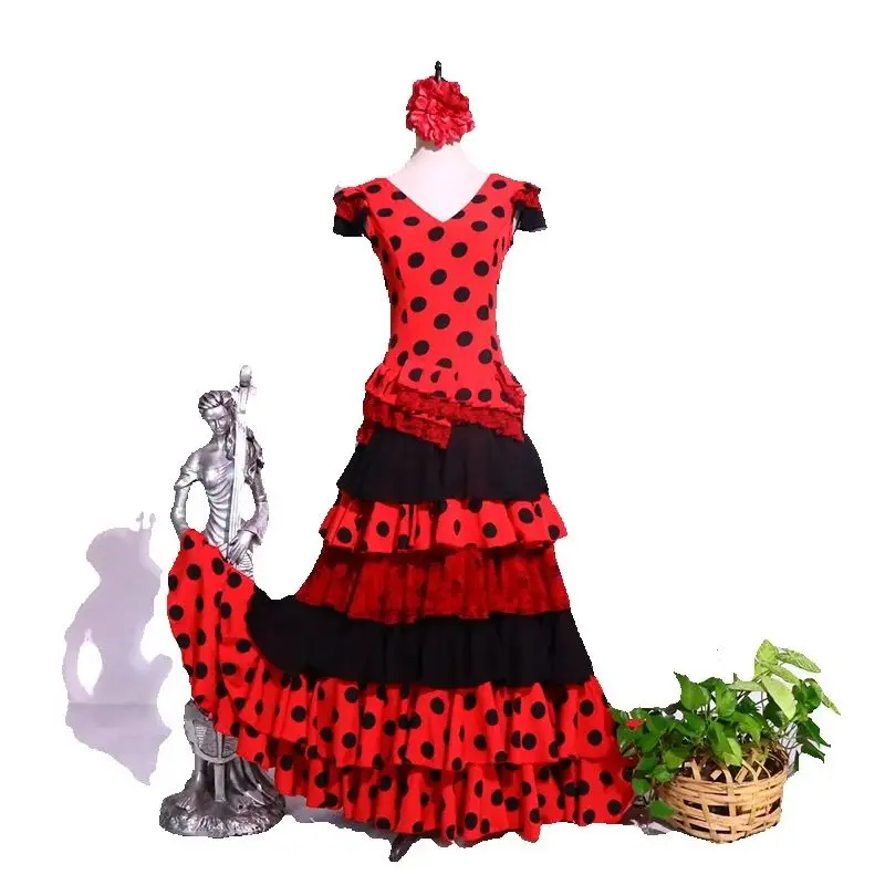 7yearsoldlilgirl สเปนชุดเต้นรํา Flamenco ชุดสวมใส่ผู้หญิง GI13