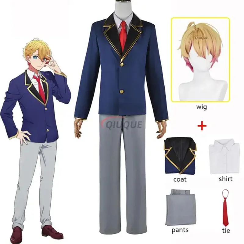 Kinderen Volwassen Anime Oshi No Ko Hoshino Akuamarin Cosplay Kostuum Aqua Pruik Halloween Rollenspel Outfit Jongens Mannen Vrouwen Pakken