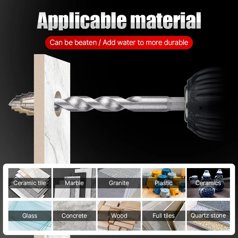 HUHAO Exzentrisches Bohrer-Set, Hartmetall-Bohrer-Set für Keramik, Glas, Marmor, Beton, langlebige Fliesenbohrwerkzeuge