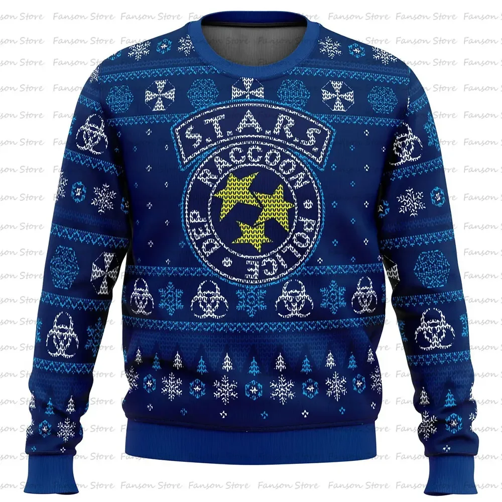 2024 STARS Racoon City Police Resident Evil Ugly Christmas Sweater Women Men Pullover Tops 2025 New Fashion Couple Sweater