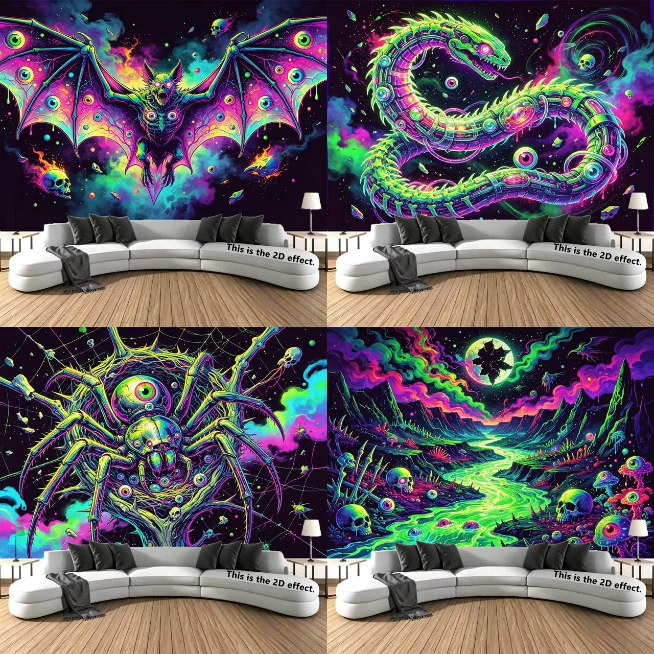 Psychedelic Neon Background Tapestry For Bedroom, Bedside Decoration, And Dormitory Use