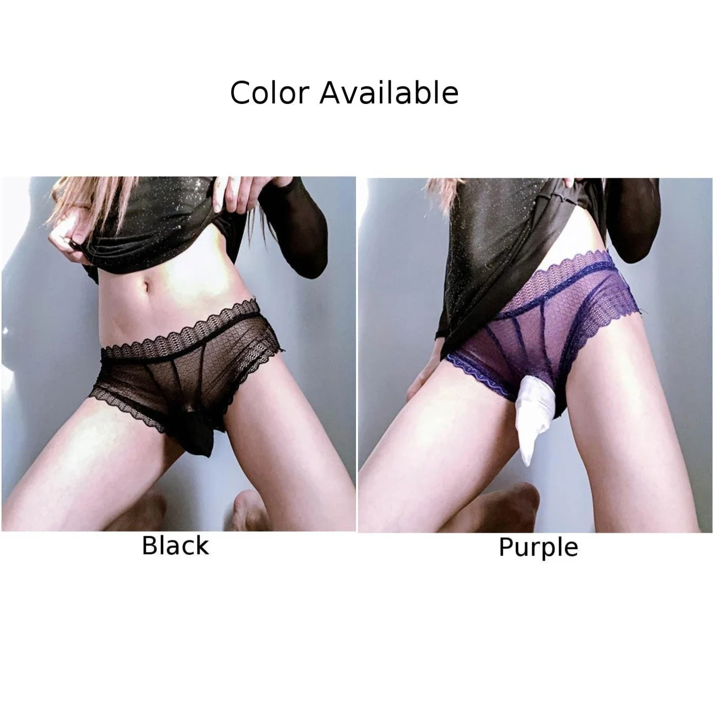 Mens Plus Size  Sexy Sissy Lace Panties Hollow Out Bikini Briefs Gay Crossdress Lingerie Male Underwear With Peni Sheath Knicker