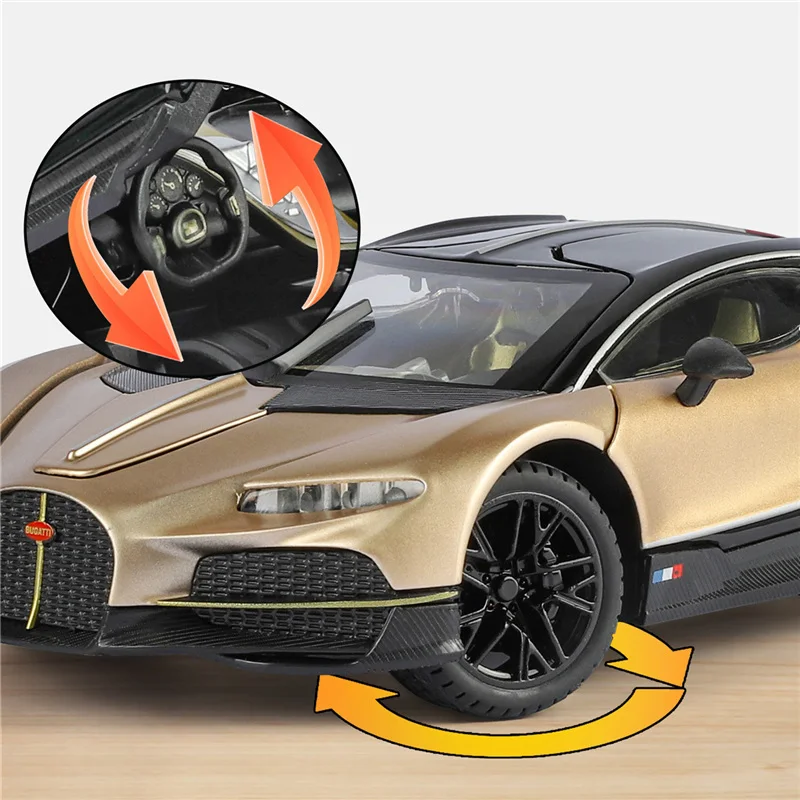 1:24 tourbillon chiron liga modelo de carro esportivo diecast metal pista veículos de corrida modelo de carro simulação de som e luz crianças presente