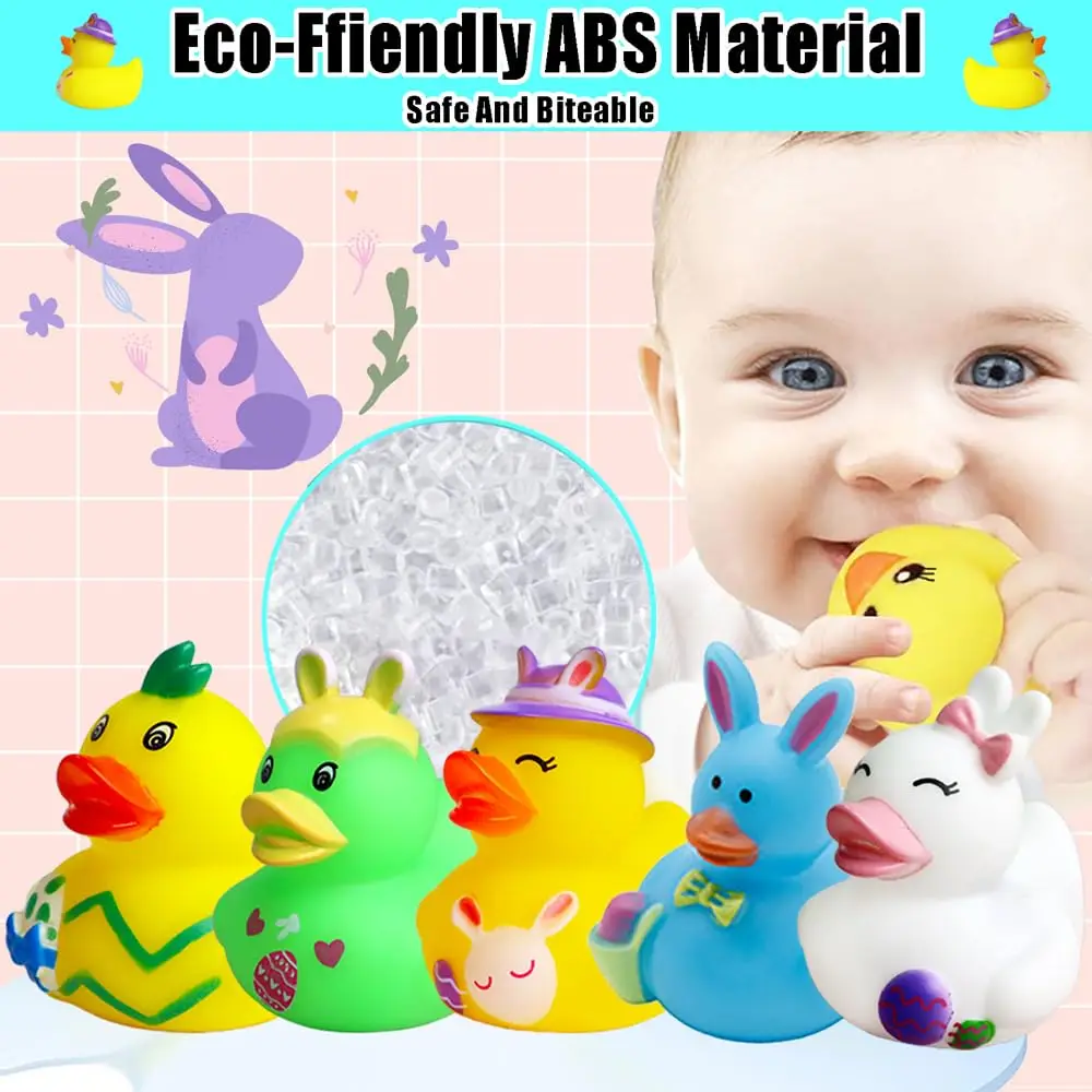 24/48PC Easter Party Favors Rubber Ducks Bath Toys Assorted Duckies for Kids Easter Egg Hunting Goodie Bag Fillers Easter Party