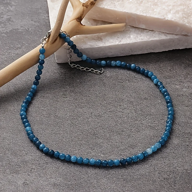 1 Uds. Collar de cuentas redondas de apatita y turquesa de 4mm de piedra natural de gran venta como regalo.
