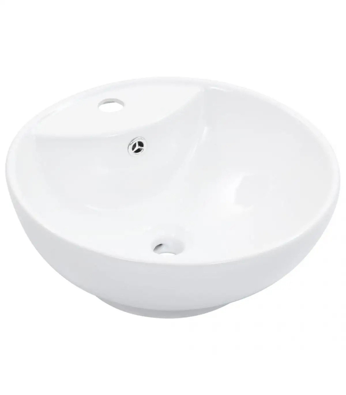 White ceramic 46,5x18 cm sinks basin with overflow