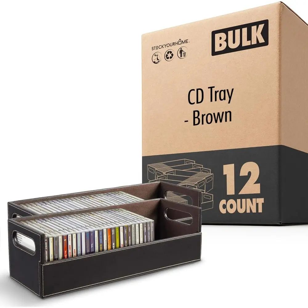 12-Pack CD Storage Box, Organizer Shelf for Movie Cases, DVDs, Cassette Tape Display Stand, Disc Holder Can Store Up to 40 CDs,