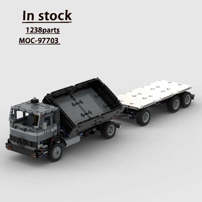 

MOC-97703 Классический грузовой трехсторонний самосвал с моделью строительного блока прицепа, 1278, детали, детская игрушка на день рождения для мальчиков в подарок