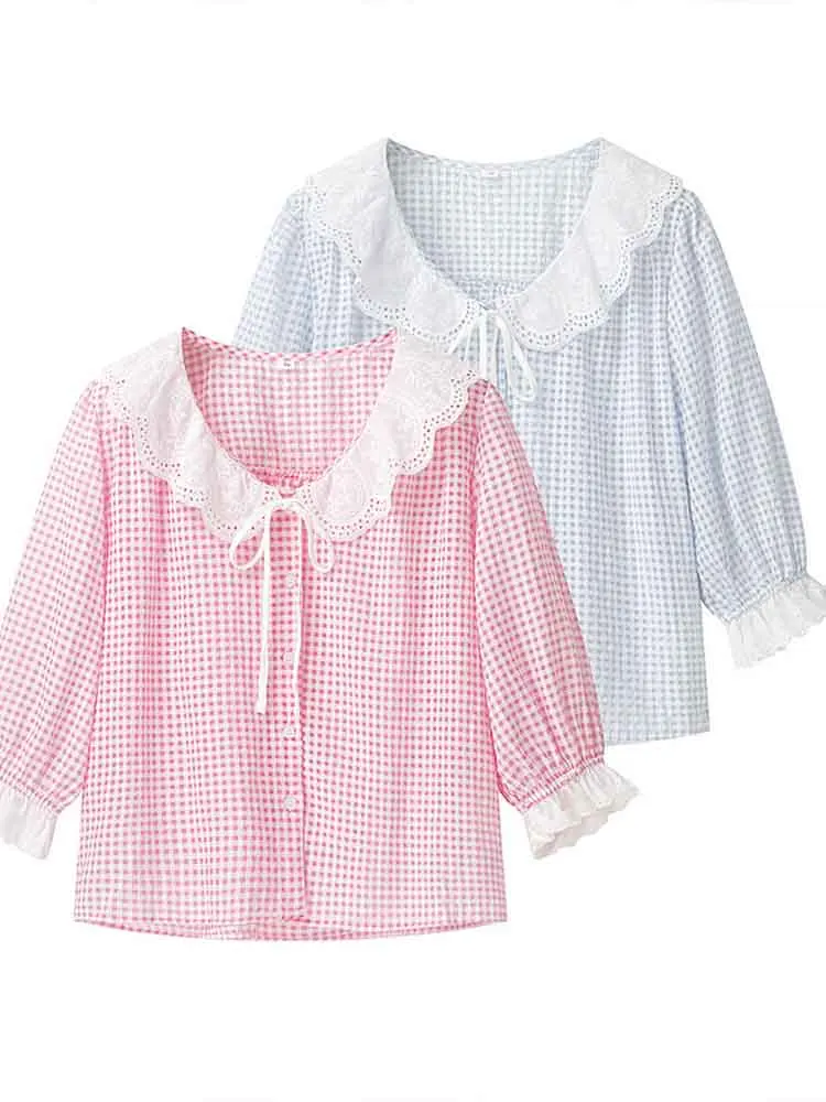 

European style women's clothing new fashion versatile doll collar long sleeve slim embroidered shirt