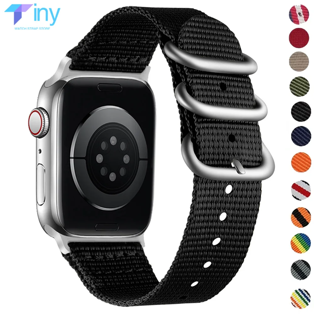 Nylon Strap for Apple Watch Band 46mm 49mm 45mm 41mm 42mm 44mm 40mm Woven Fabric Bracelet Iwatch Series 10 9 8 7 6 SE 5 4 Ultra