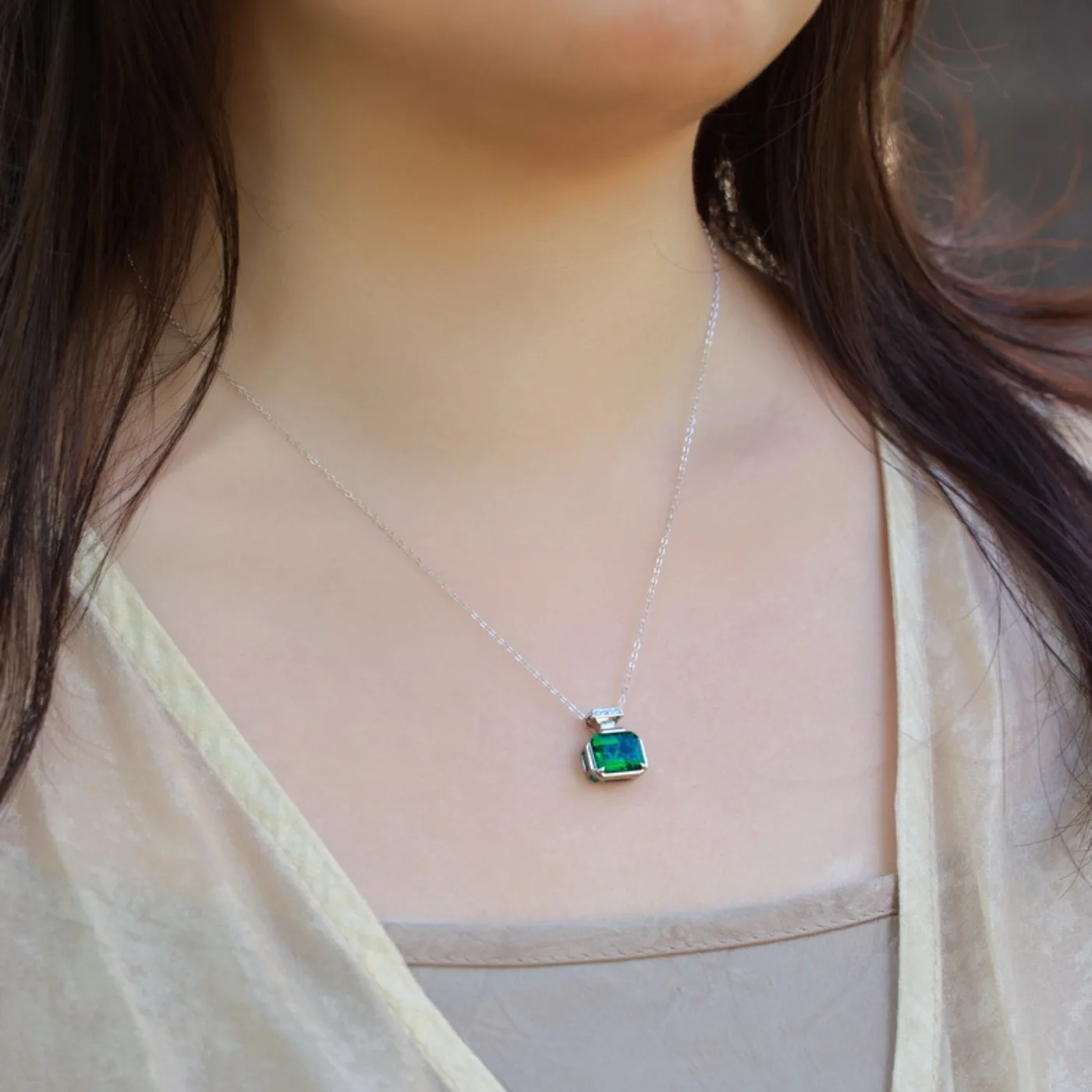 MUSHAN Luxury Jewelry 925 Sterling Silver Chain Pendant Necklace Lab Grown Emerald Ruby Gemstones Necklaces Pendants GRC Jewelry view 2