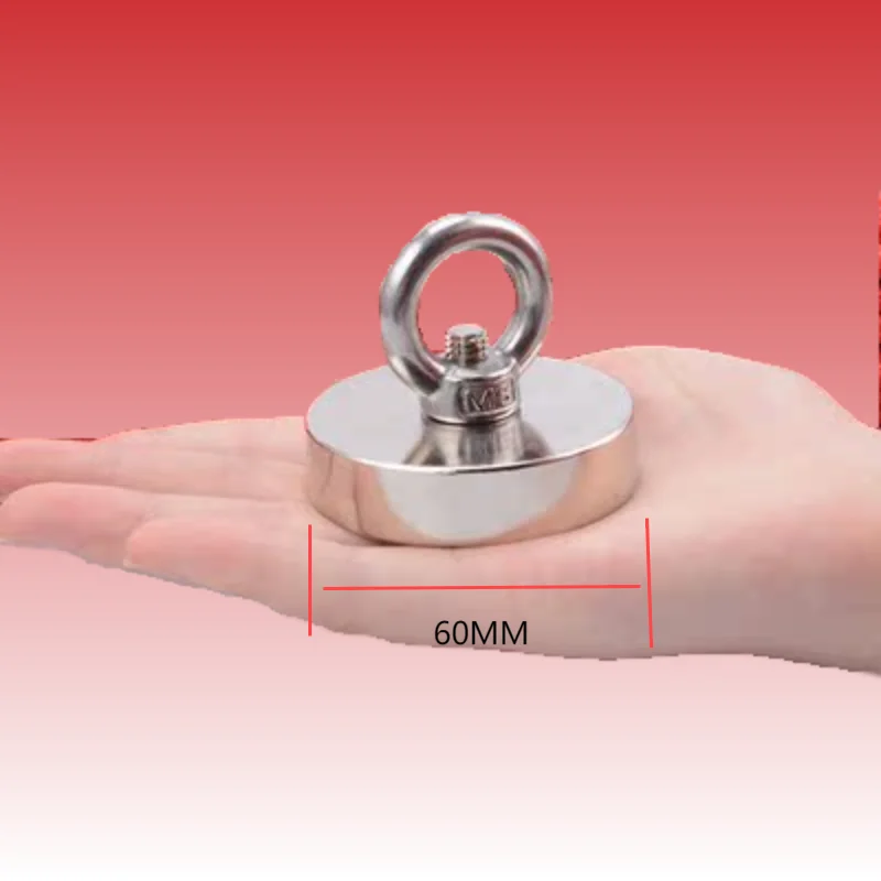 مجموعة مغناطيس الصيد D60MM قطعة واحدة، مغناطيس النيوديميوم، مثالية لجمع المعادن والمطبخ والإنقاذ في الهواء الطلق وصيد الأسماك #1