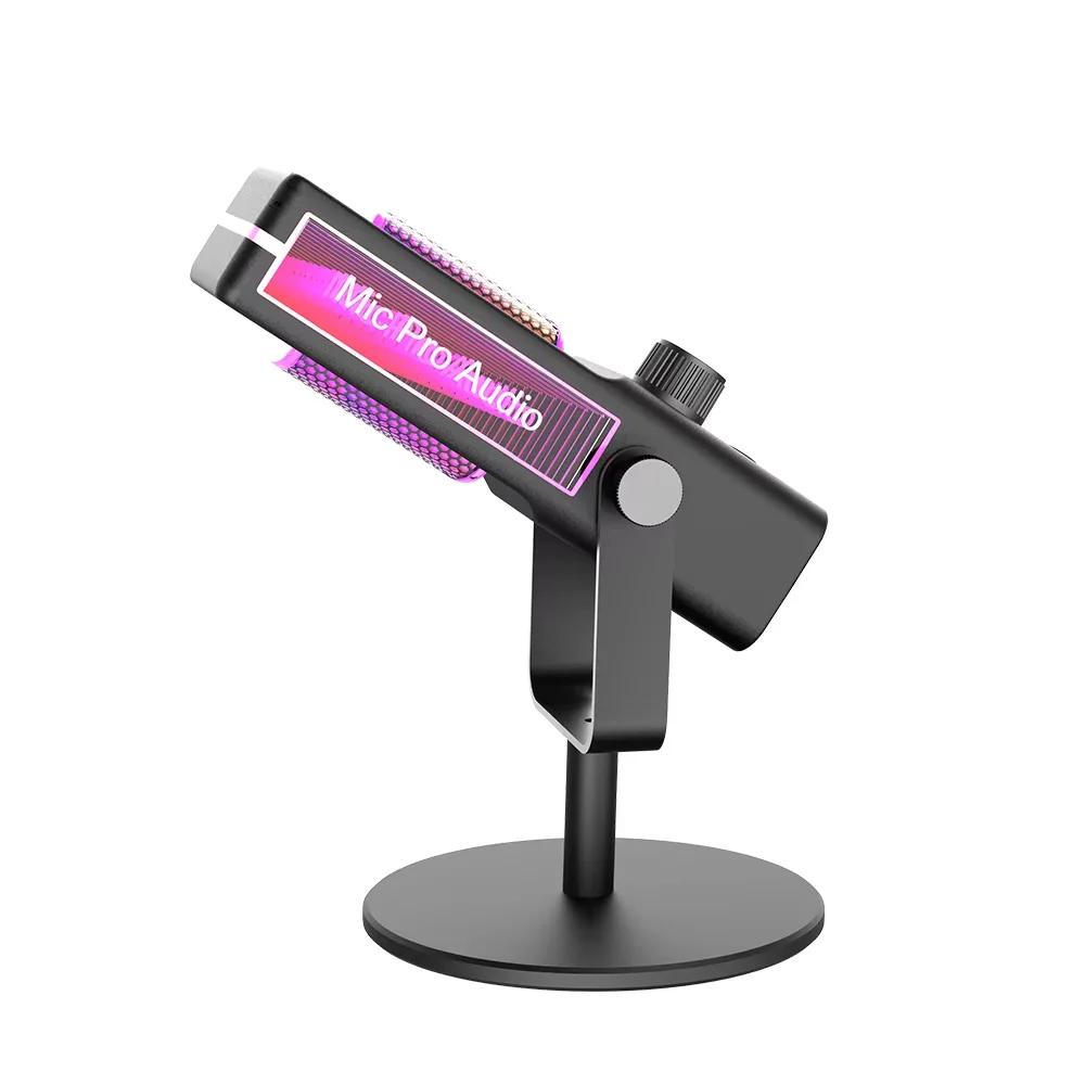 Professional USB-C Desktop Condenser Wired Microphone Cardioid Noise Cancelling RGB Lighting Gaming Live Broadcast 384KHz 24bit