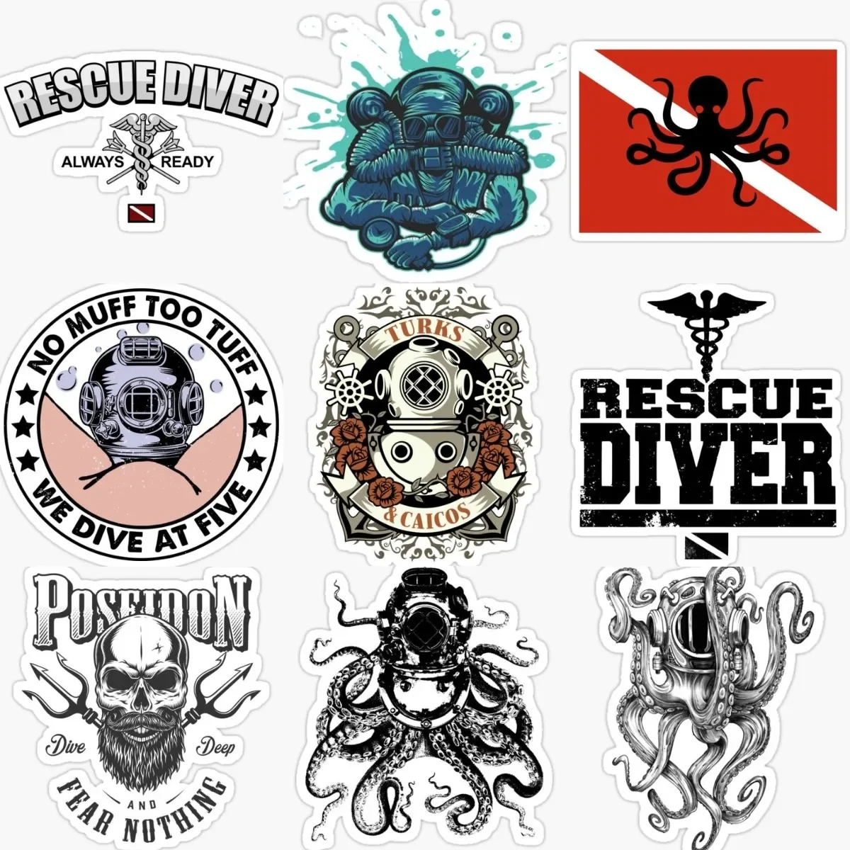 

Scuba Diving Diver Flag Mermaid Sticker Accessories Window Truck Moto Bicycle Van Wall Car Door Glass Helmet Camper Decal PVC