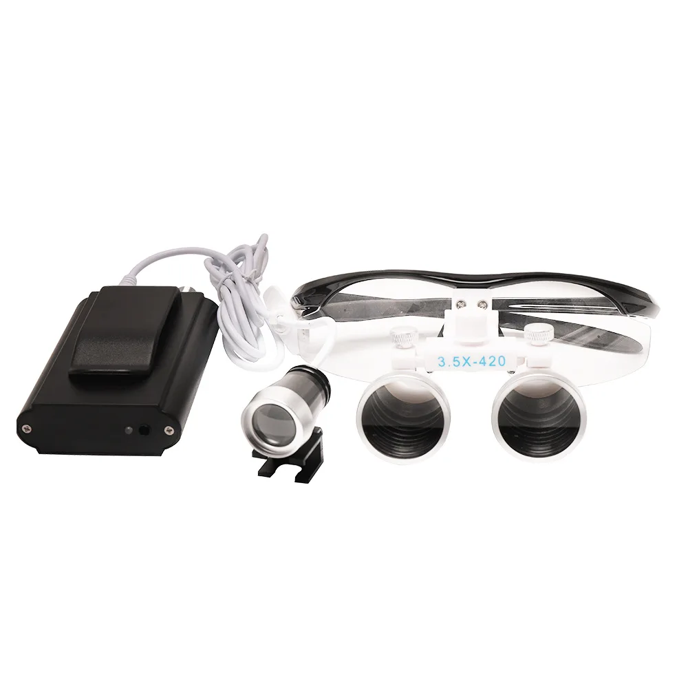 Professional 2.5X/3.5X Dental Loupes – LED Headlight with Spot Control, 5W Dual-Light, Adjustable Magnification view 3