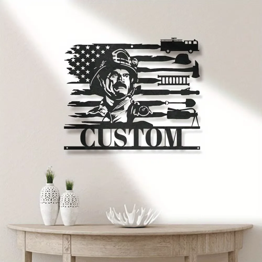 

Personalized Custom Firefighter Metal Sign Durable,Exceptional Contemporary Home Office Decor as Wall Sculpture