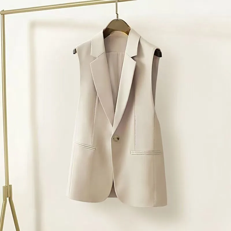 

Stylish Women’s Vest Spring/Autumn 2026 Fashionable and Elegant Office Lady New Loose-Fit Solid Color Trendy Waistcoat Vests