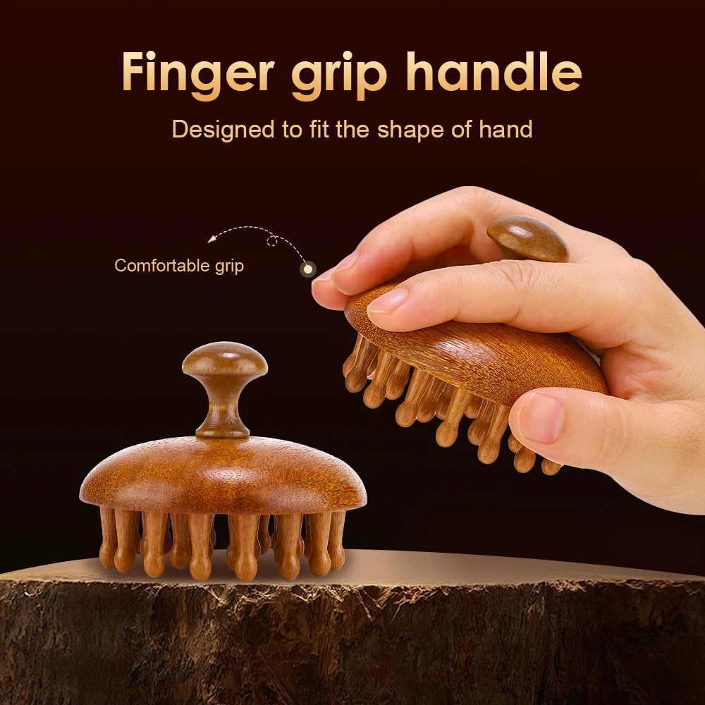 Multi-Functional Wood Therapy Massage Comb Scalp Head Massager Natural Sandalwood Circular Tooth Guasha Scraping Body Massager