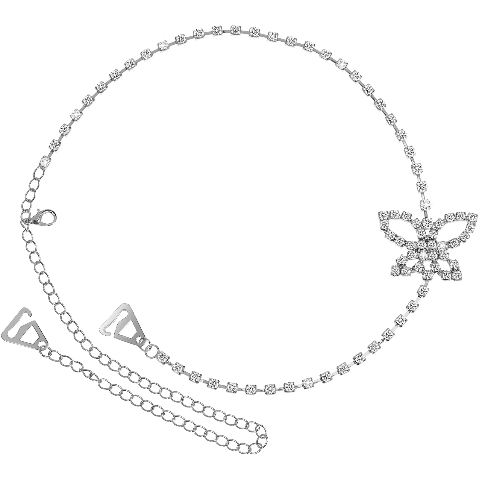 สายโซ่ประดับรูปผีเสื้อ ประดับเพชรเทียม สำหรับผู้หญิง ใช้ตกแต่งชุด สายโซ่แฟชั่น เครื่องประดับสำหรับงานแต่งงาน งานปาร์ตี้ริมชายหาด