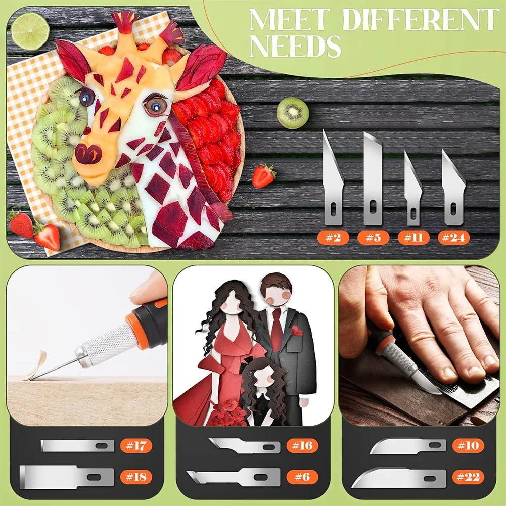 18Pcs Multipurpose Sculpture Scalpel Craft Engraving Cutter Set SK5 Steel Blades for Art Modeling Scrapbooking Sculpture