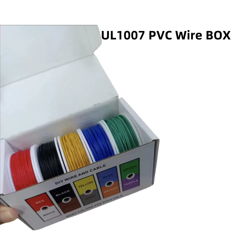 UL1007 Wire PVC Insulation Tinned Copper Cable Stranded Electrical Line 30/28/26/24/22/20/18/16 AWG PCB Wire（5 Colors Mix Kit）