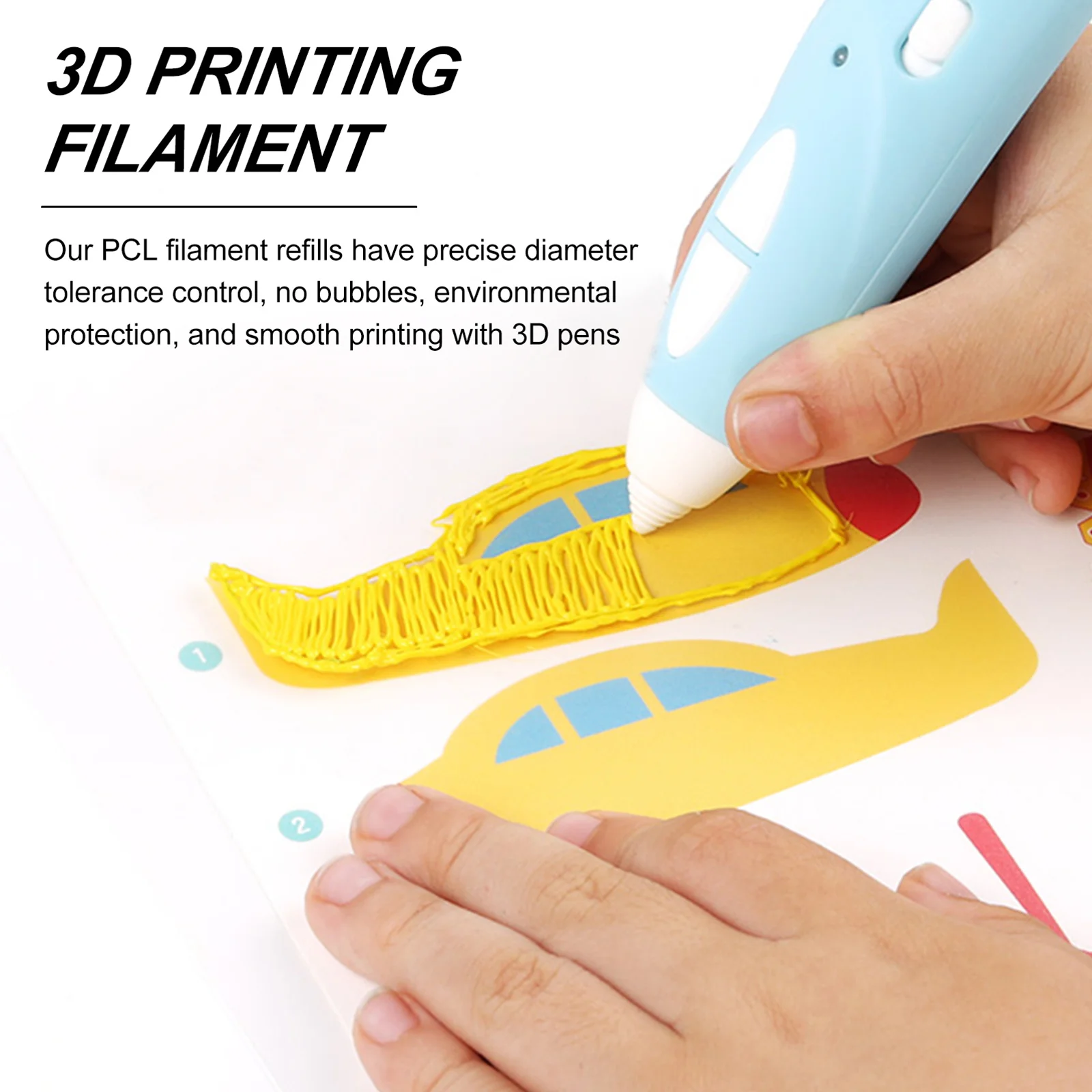 

20 шт. многоразовая ручка для 3D-печати, расходные материалы, заправка накаливания, полупрозрачный принтер для пресса