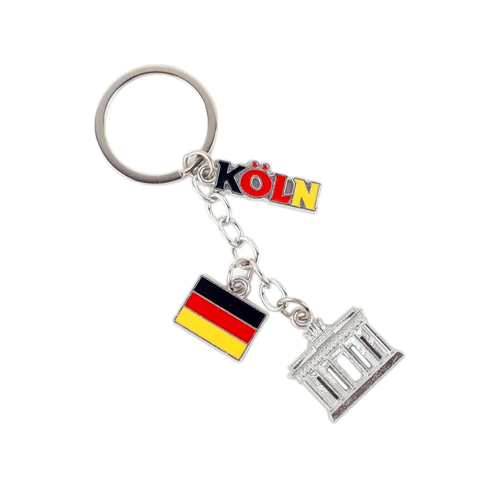 Fashion Köln Keychain with German Flag And Brandenburg Gate Charm for Bag Car Key Chain Pendant Cologne Travel Souvenirs Jewelry