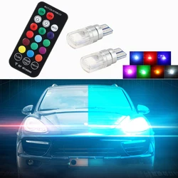 1SET T10 W5w RGB LED Bulb 194 168 Car With Remote Controller Flash Automobiles Dome Reading Wedge Light Clearance Lights 12V