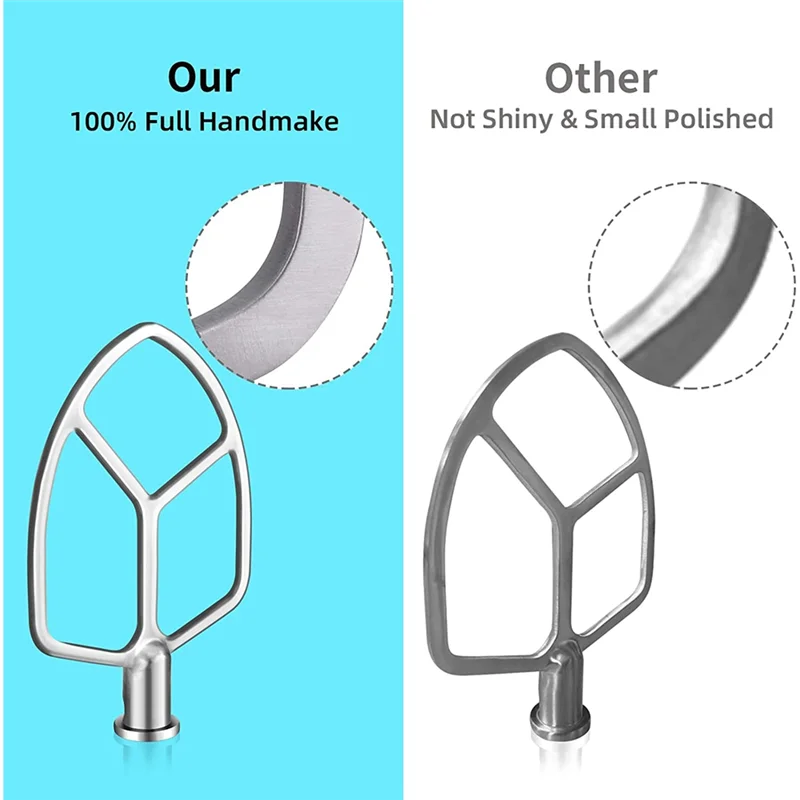 

Stainless Steel Flat Beater Attachment for KitchenAid 5&6-Quart Bowl-Lift Mixer,For Baking-Pastry,Pasta Dough jasmine