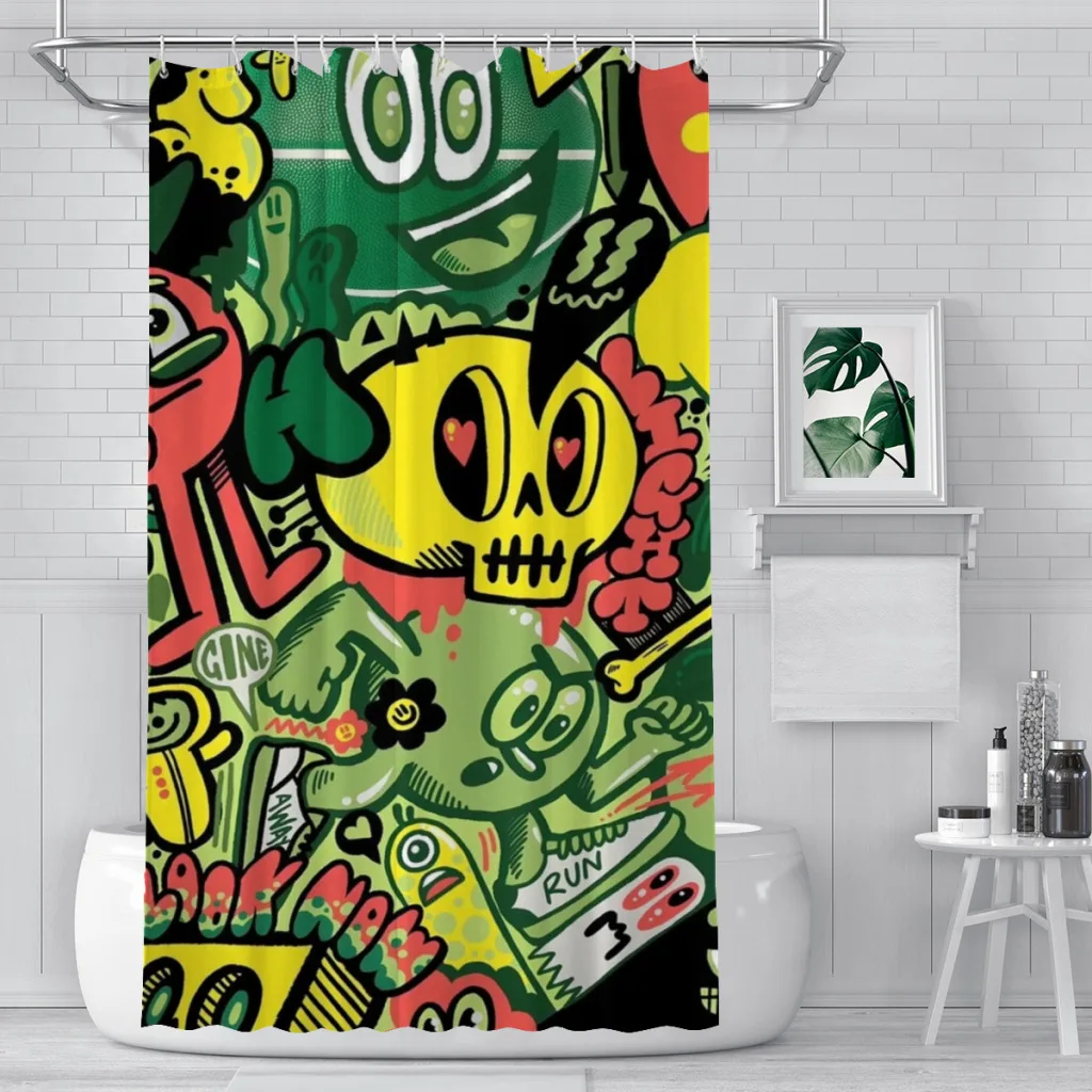 

Shower curtain Bathroom Funny Graffiti decor Modern household items Bathroom curtain Graduation gift Festival gift