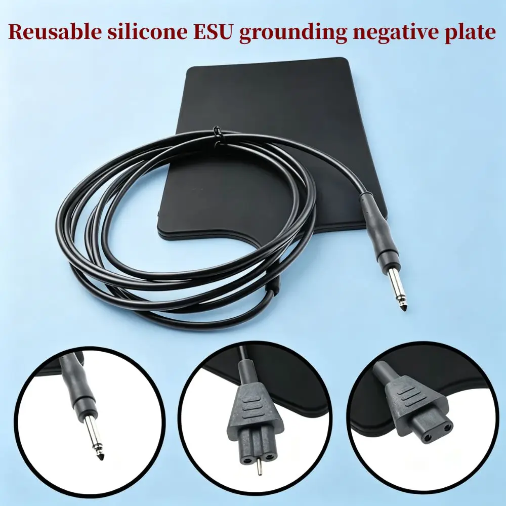 Reusable Silicone ESU Grounding Negative Plate for Adult 145*245mm Child 116*160mm with Cable 6.3mm Connector Two Holes Connecto