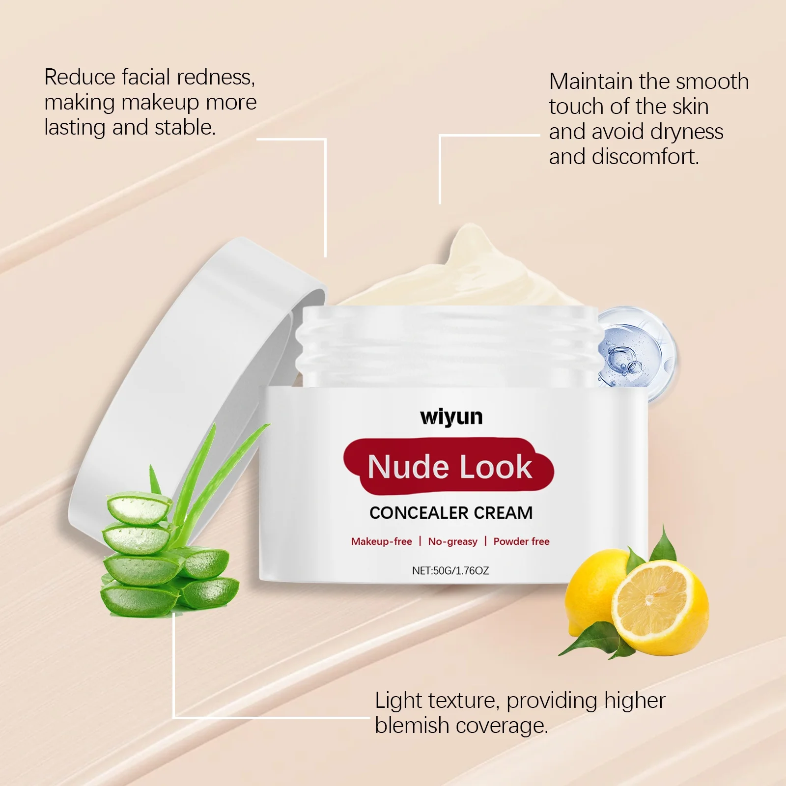 كريم أساس مرطب للمكياج عاري، كريم أساس، خافي عيوب البشرة، خفيف، ناعم، يسيطر على الزيت، مرطب ومرطب #4