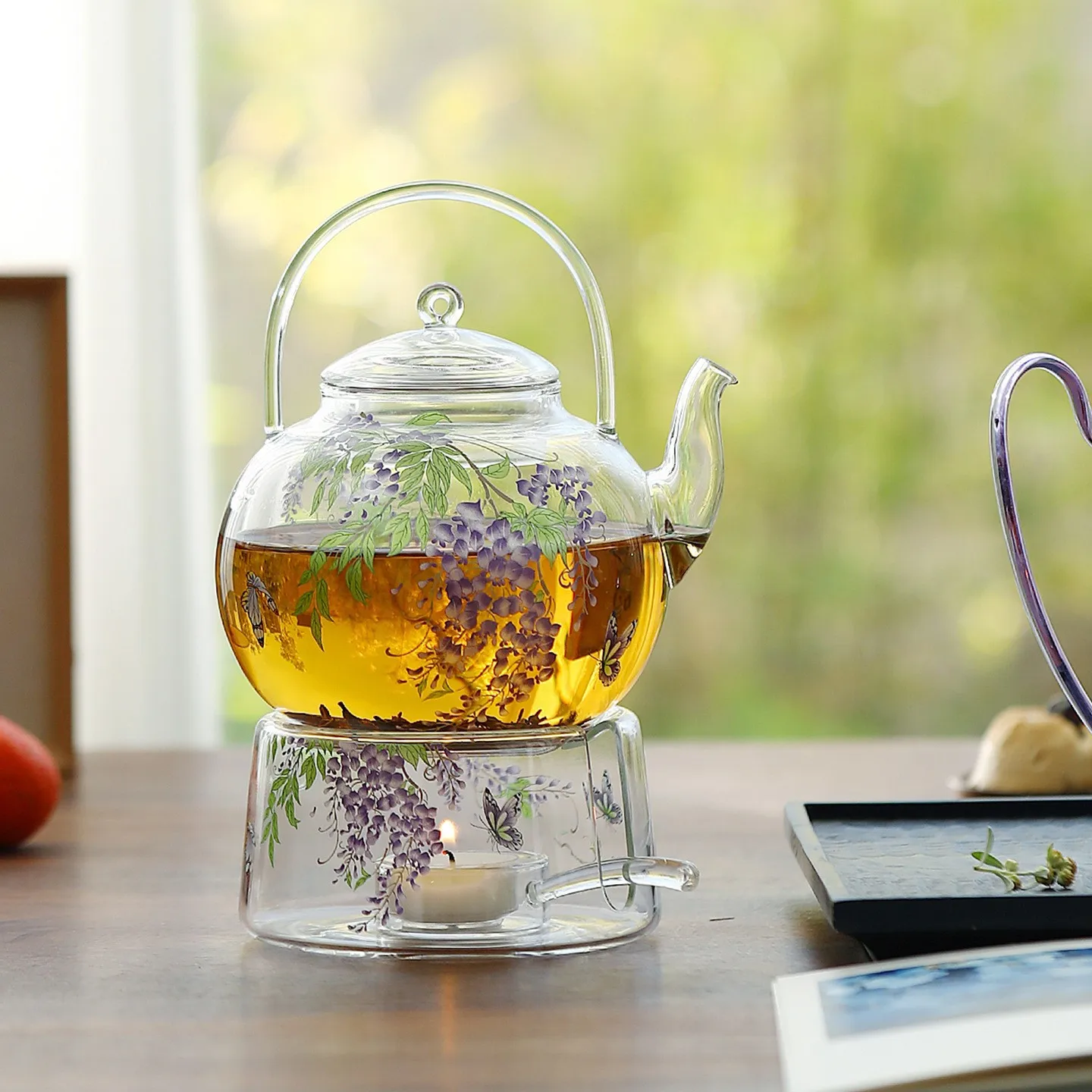 Wisteria Flower Glass Suit Tea Stove Heat-resistant High Temperature Tea Maker New Arrival Tea Stove