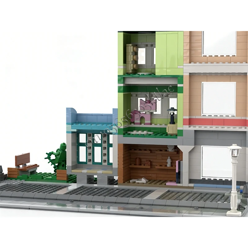 953 PCS 하우스 스트리트 하트레이크 아파트 및 상점 MOC 맞춤형 모듈식 블록 교육용 DIY 소년 조립 장난감 선물
